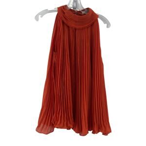 Bloom Season Red Pleated Sleeveless Frilly Top Women's Medium